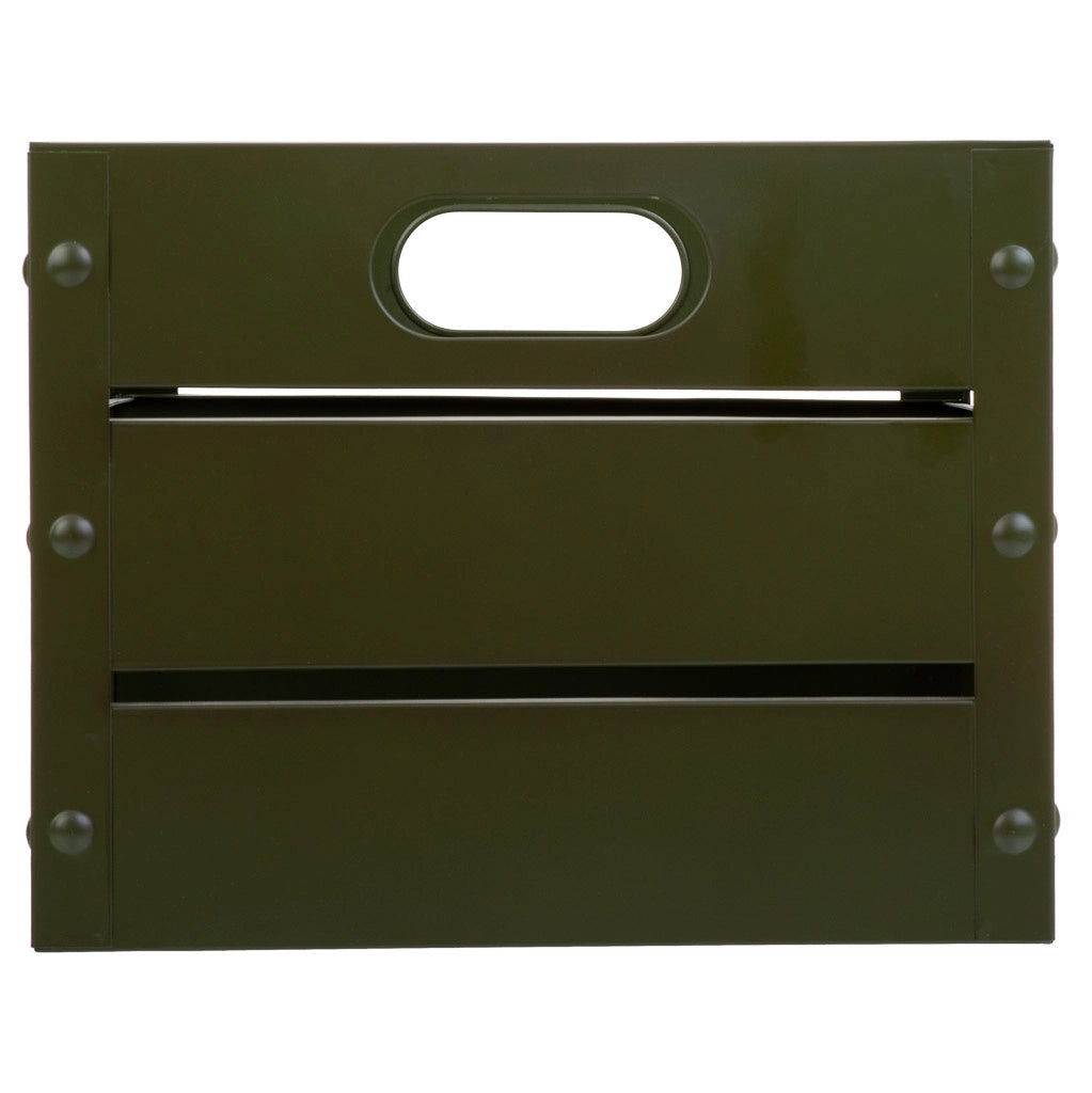 Cestino quadrato in metallo stampato verde 26x26x20