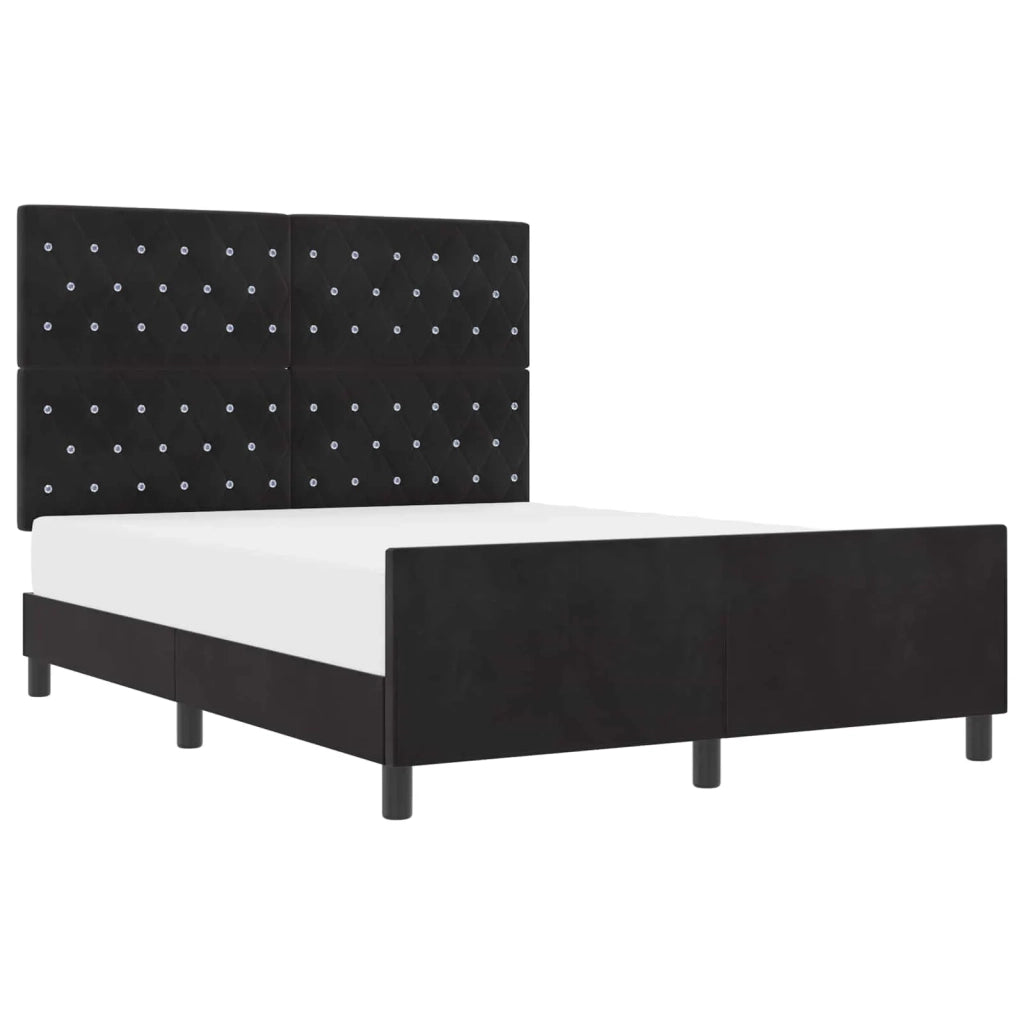 Letto a molle con testiera Nero 140 x 190 cm Velluto 3344875