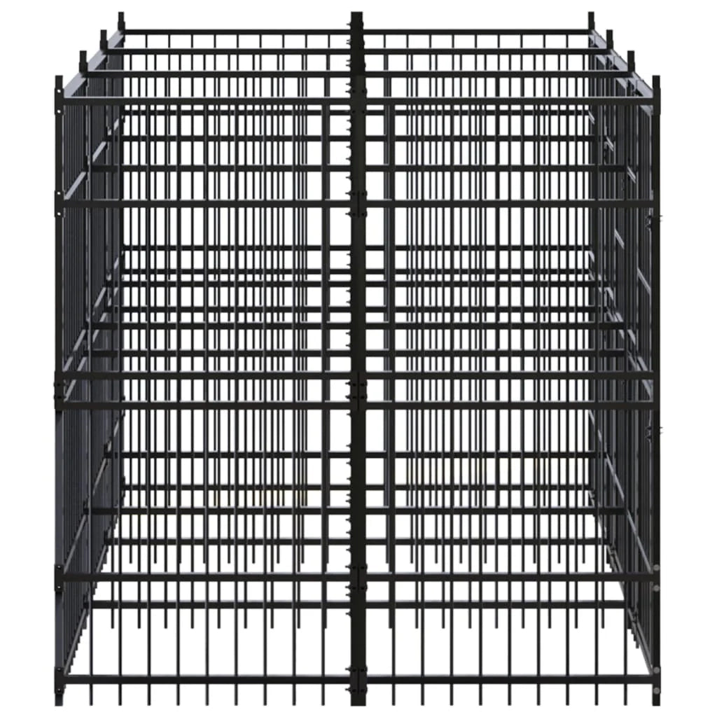 Cuccia/gabbia/recinto/zaino per cani da esterno acciaio 5,53 m² nero 02_0041857