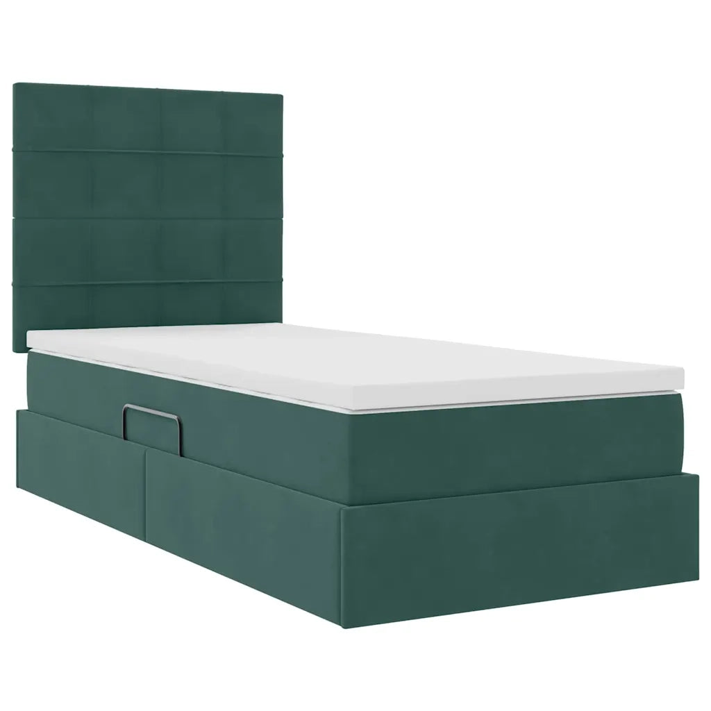 Letto con contenitore e materasso Verde Scuro 90 x 190 cm