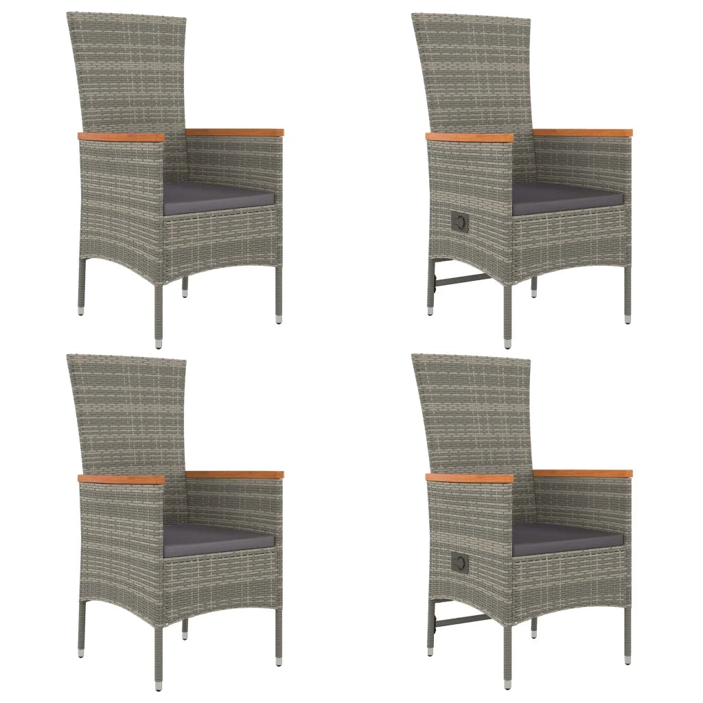 Set da Pranzo da Giardino 5 pz con Cuscini in Polyrattan Grigio 3157536