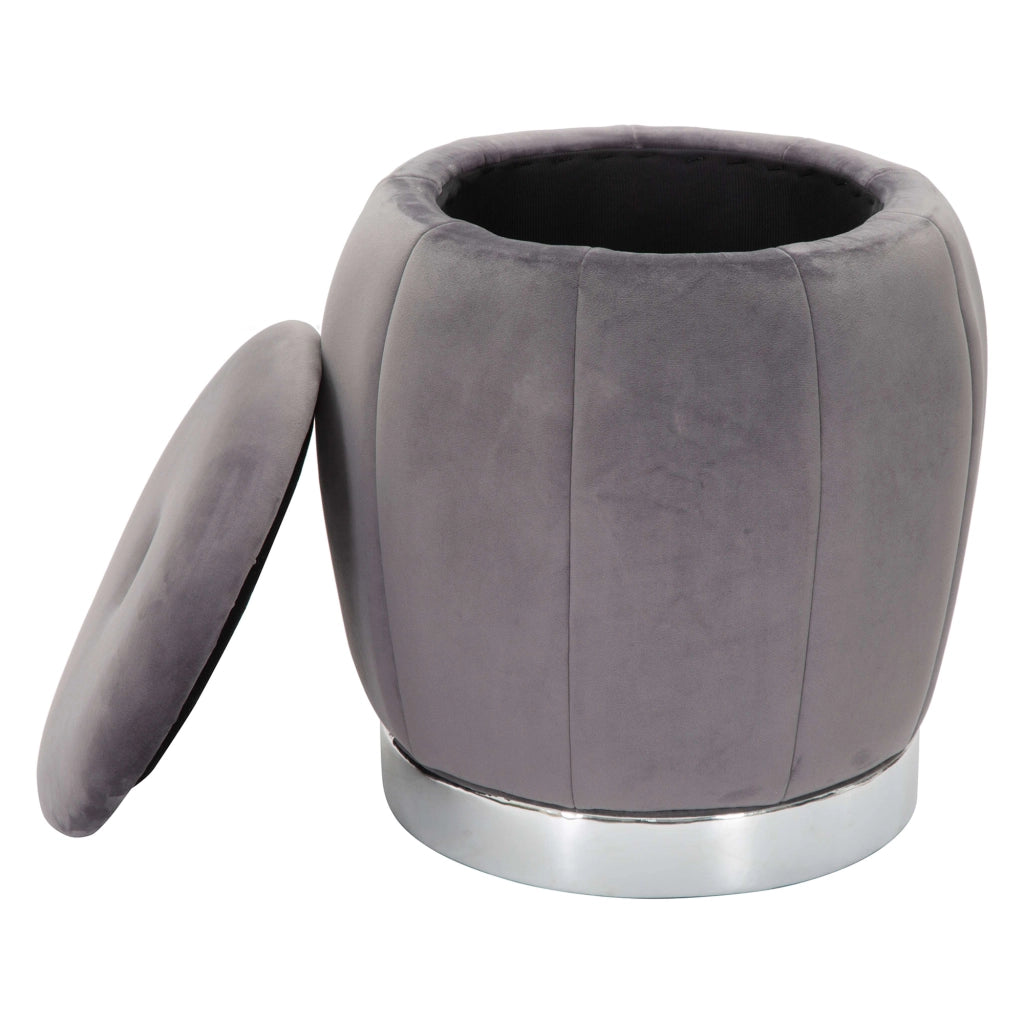 Trevel, Pouf Contenitore Forma Rotondo, 43x43x43h cm Grigio