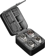 Borsa per orologi da 5, organizzatore di stivaggio | Protezione con cerniera, adatta a tutti gli orologi fino a 50 mm (nero/grigio)