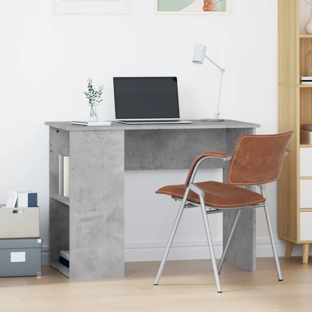Scrivania | Tavolo da Ufficio Grigio Cemento 100x55x75 cm in Legno Multistrato