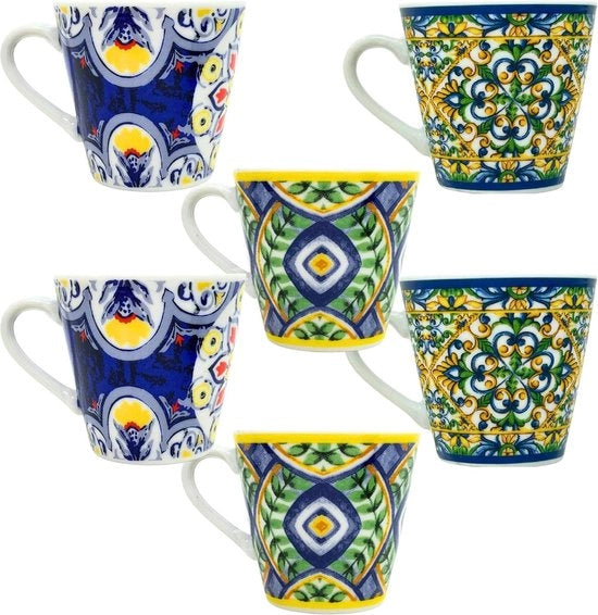 Set di tazze da caffè in porcellana - Resistenti a lavastoviglie e magnetron - Tazze da caffè moderne - Set di 6 tazze da caffè da 6x6 cm