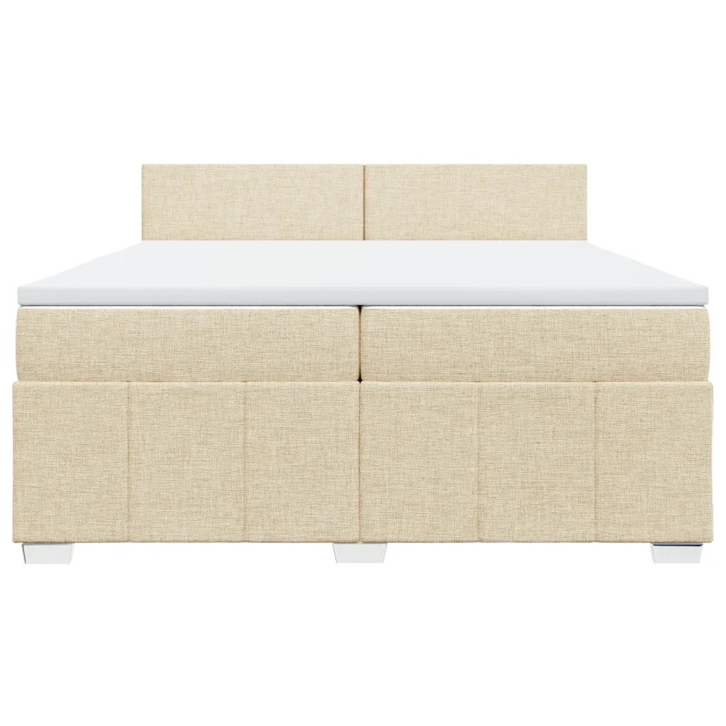 vidaXL Giroletto a Molle con Materasso Crema 200x200 cm in Tessuto
