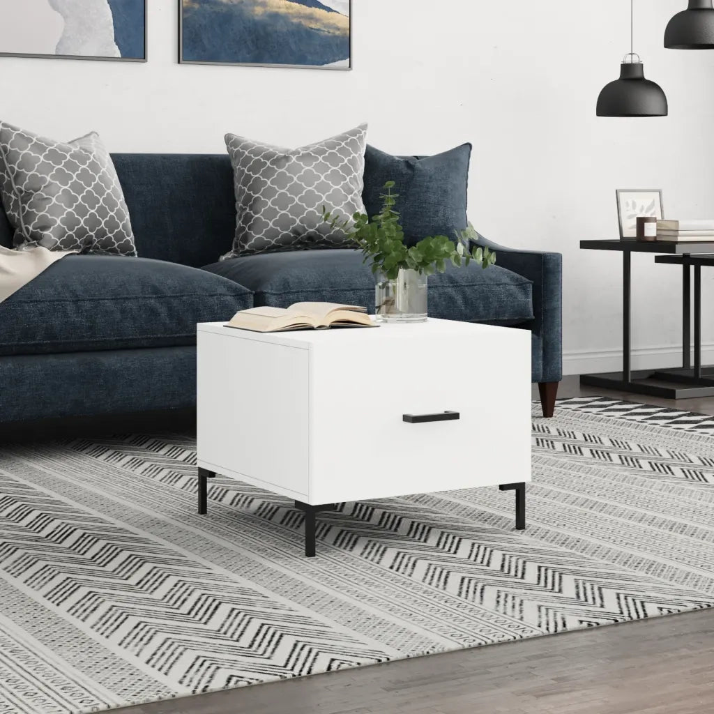 Tavolino da salotto | Tavolino da caff¨¨ | Tavolino da Soggiorno Bianco 50x50x40 cm in Legno Multistrato