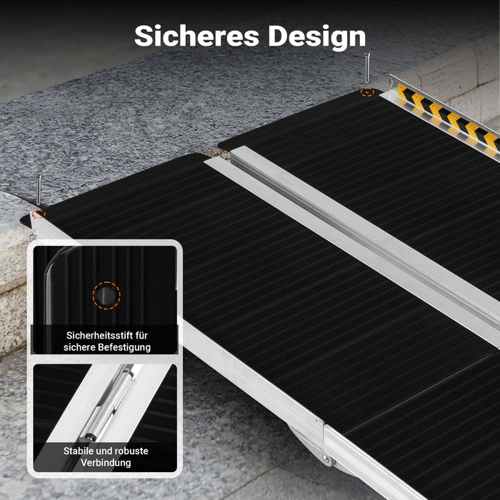 Rampa a valigia per sedia a rotelle, pieghevole mobile antiscivolo, in alluminio 152cm 270kg