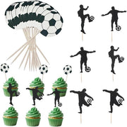 Decorazioni per Torte e Cupcake in Stile Calcio, Set di 48 Pezzi, Decorazioni per Muffin, Festa di Compleanno, Materiale Carta e Legno