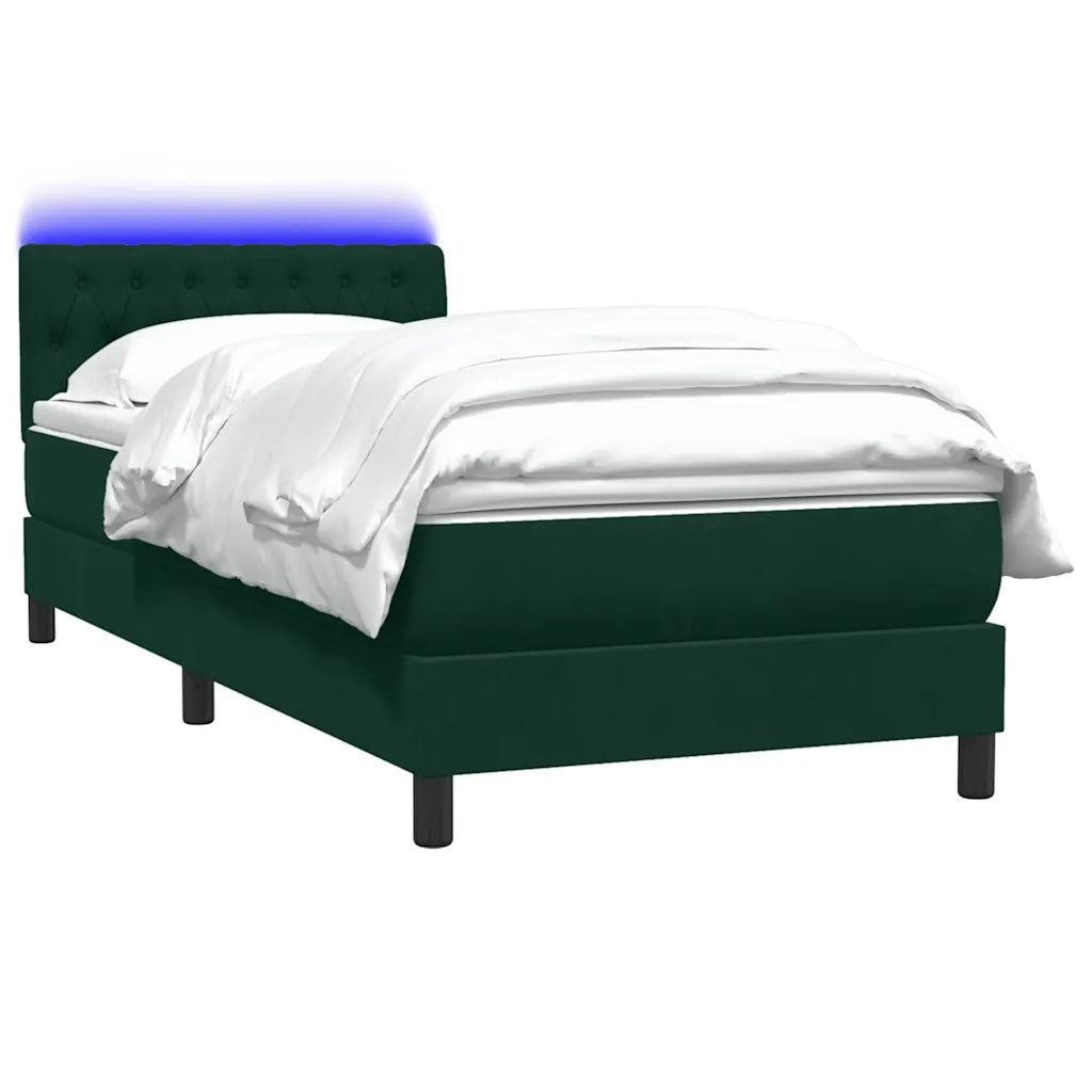 Giroletto a Molle con Materasso Verde Scuro 80x220 cm Velluto