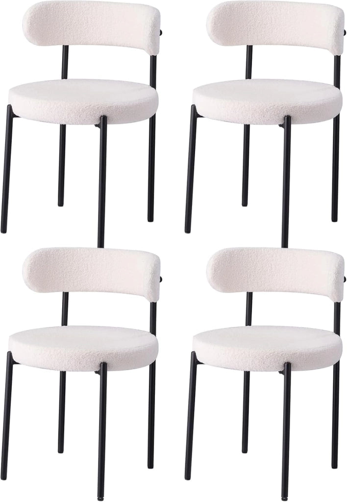 GrandCA HOME Set di 2 Sedie da Pranzo, Sedia da Cucina Imbottita con Rivestimento in Velluto Teddy, Adatta a Soggiorni, Sale da Pranzo e Camere da Letto, Nero