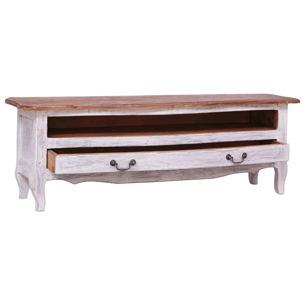 Mobile TV multimediale scaffale TV credenza mobile TV sala da pranzo soggiorno camera da letto 120 x 30 x 40 cm legno massello di mogano bianco 02_0025814