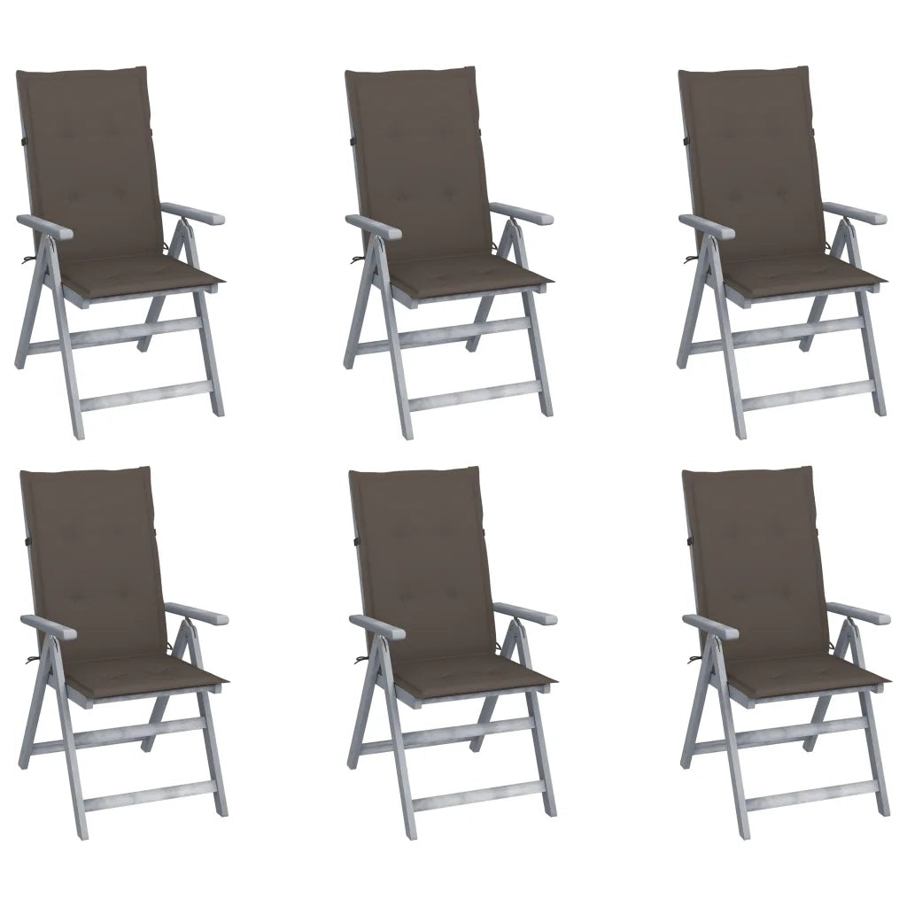 Sedie da Giardino Reclinabili 6 pz con Cuscini Massello Acacia cod mxl 6427