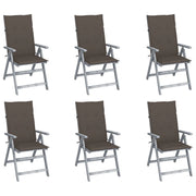 Sedie da Giardino Reclinabili 6 pz con Cuscini Massello Acacia cod mxl 6427