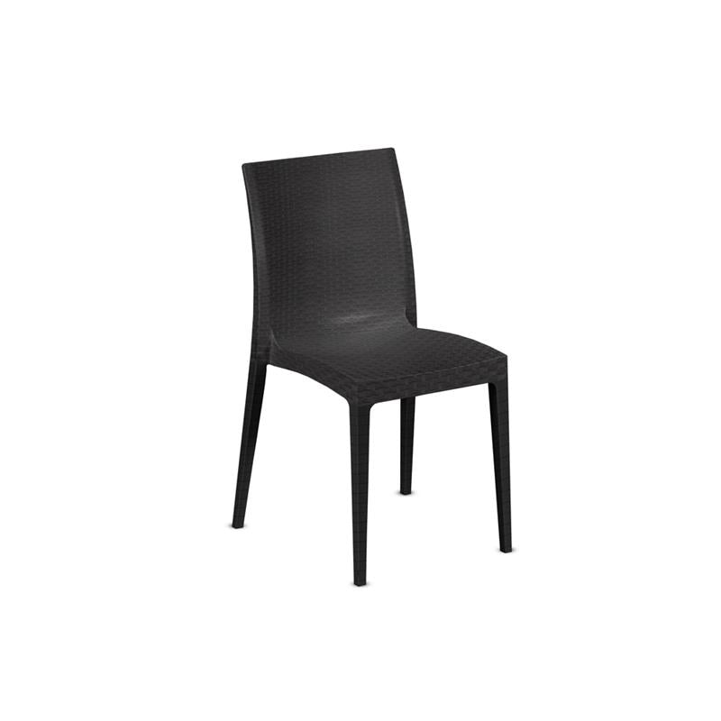 SEDIA MADAM IMPILABILE IN POLIPROPILENE DESIGN ELEGANTE CON RILIEVO COLORE ANTRACITE  48 X 52 X 81 CM