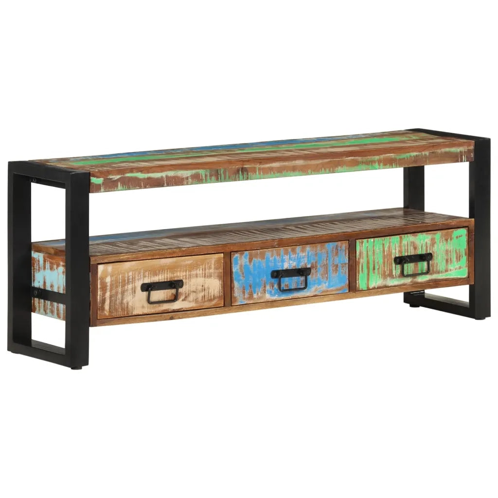 Mobile Porta TV 120x30x45 in Legno Massello di Recupero 351671