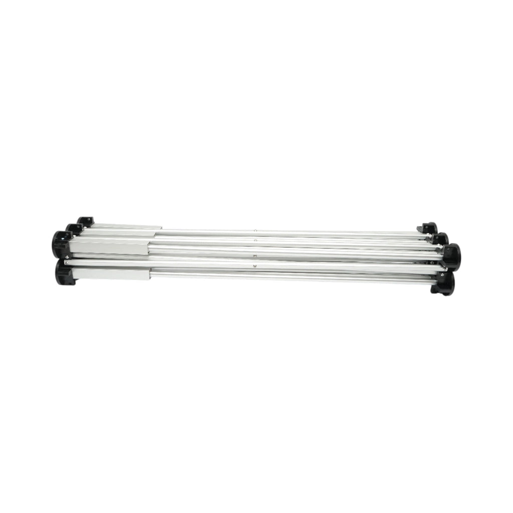 Tavolo da lavoro pieghevole a fisarmonica con 6 gambe, struttura in alluminio 116x61x72cm