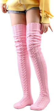 Sokke extra lunghe per donne - Calze invernali caldi - Calze con ginocchiere - Calze con tessuto termico - Calze con maglia a giro - Misura perfetta 85 cm
