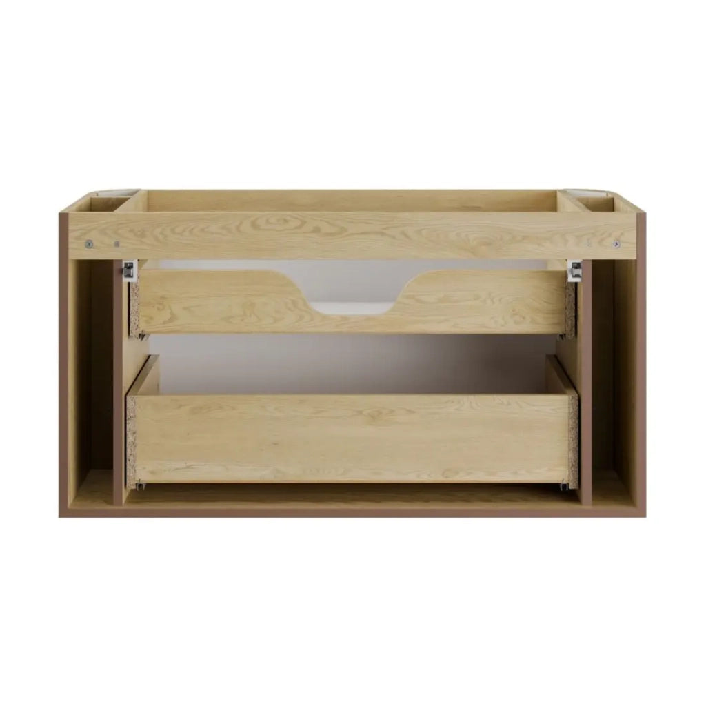 Mobile sotto lavabo KORI 100 cm rovere chiaro - 2 cassetti - sospeso
