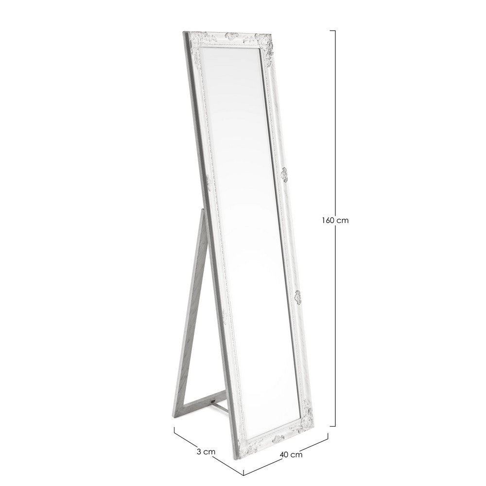 Specchio da Terra Legno Bianco Rustico Interno 40x160 cm - HALL