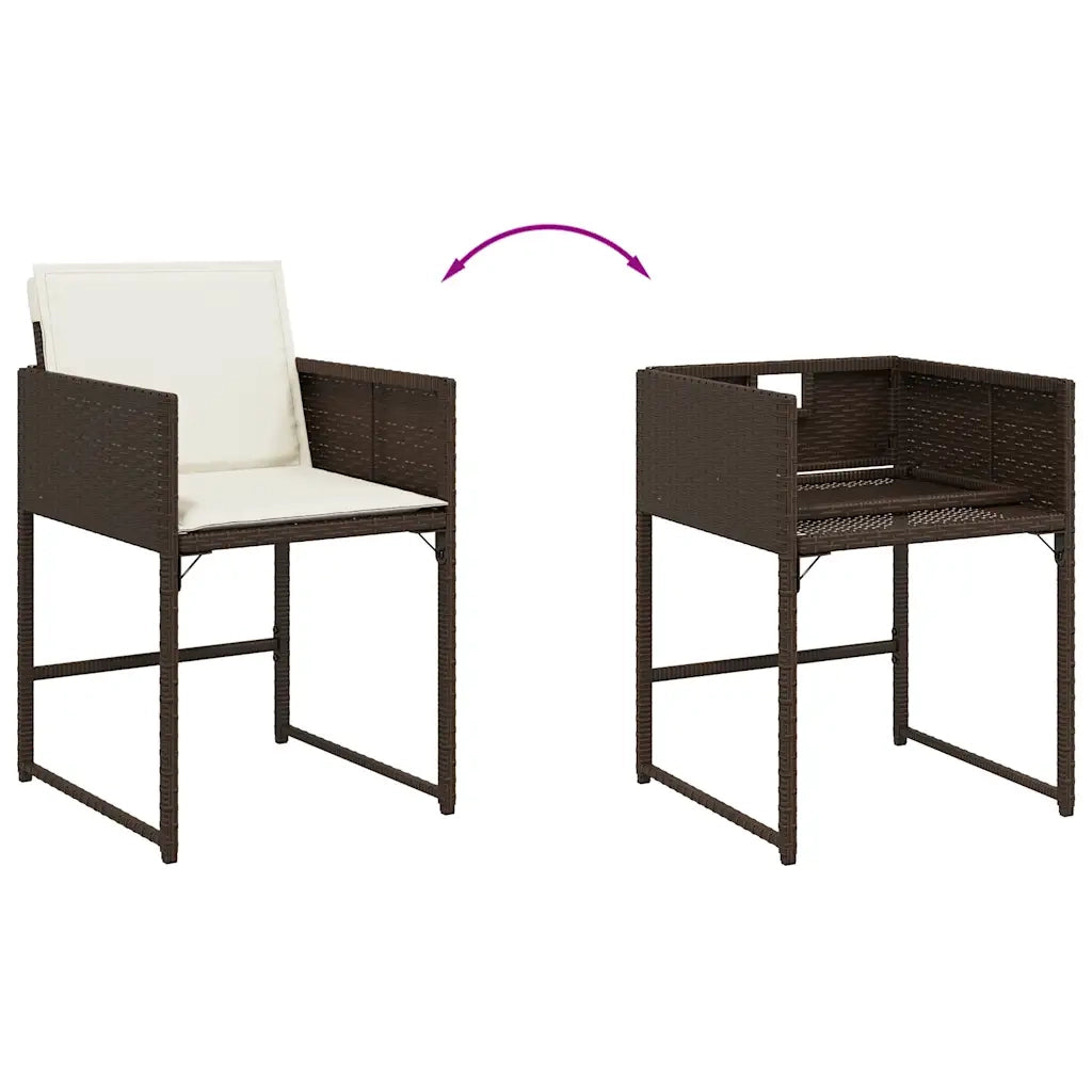 Set da Pranzo da Giardino 13pz con Cuscini Marrone Polyrattan 3278168