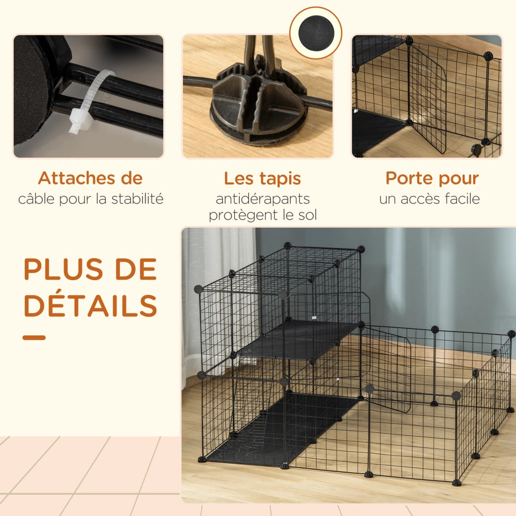 Recinto per Animali Domestici Modulabile ¨C zephmum ¨C 105x105x70 cm Nero