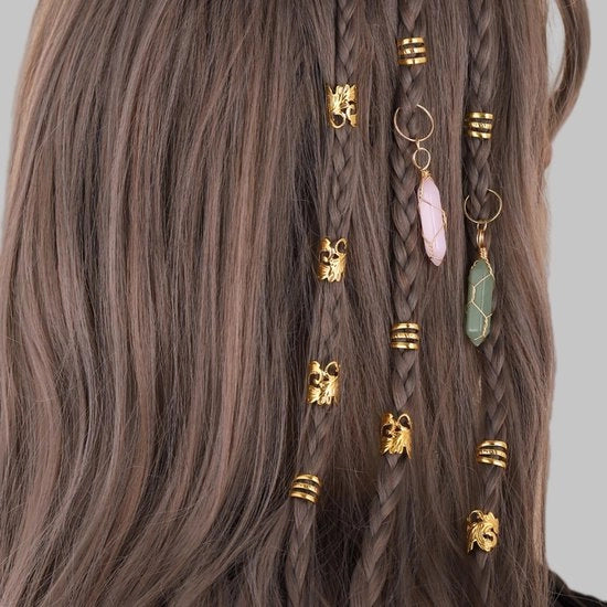 Accessori per capelli flessibili con perle in oro - per donne con dreadlocks - opzioni di stile uniche - adatti per ogni occasione