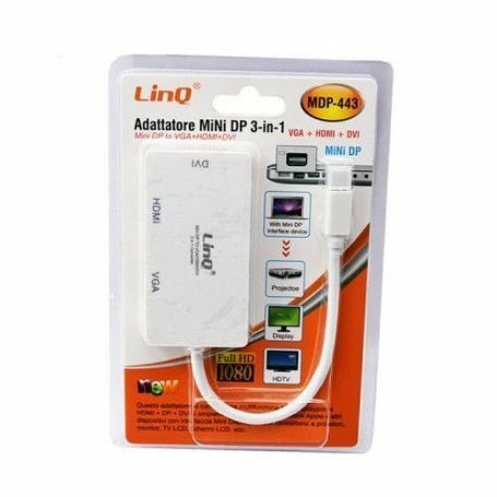 Trade Shop - Adattatore Convertitore Da Mini Displayport 3in1 A Vga Hdmi Dvi Proiettori Mdp-443 -