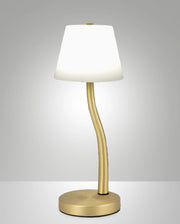 Lampada da Tavolo Ibla LED 9W 750lm 3000K, Dimmerabile al Tocco, Struttura in Metallo e Vetro Soffiato, Colore Ottone satinato - Ibla