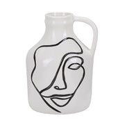 Vaso per fiori in gres porcellanato bianco con motivo viso accessorio decorativo per la casa