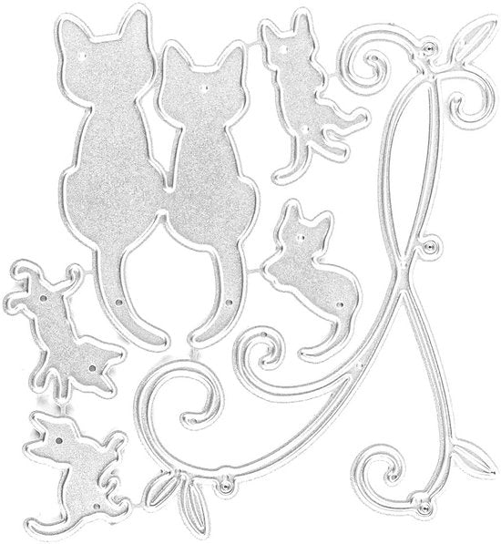 Scatole metalliche per scrapbooking con tema famiglia di gatti