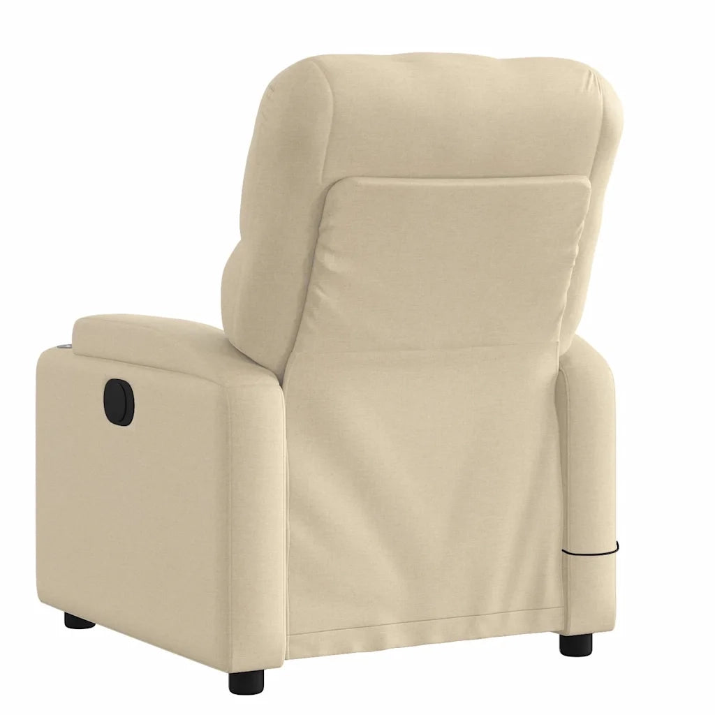 Poltrona Massaggiante | Sedia Relax Reclinabile Crema in Tessuto