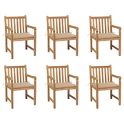 Sedie da Giardino 6 pz con Cuscini Beige in Massello di Teak cod mxl 8353