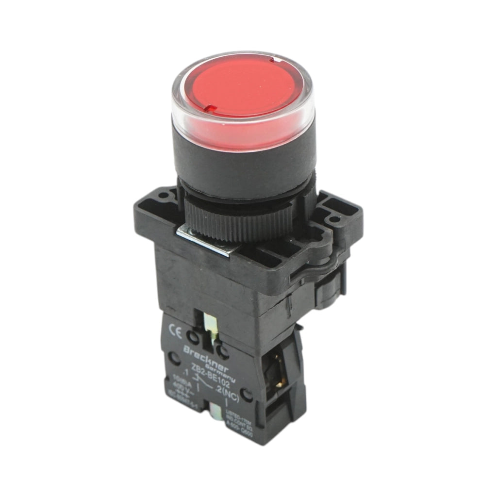 Pulsante indicatore LED rosso con resistenza integrata 1NC, 24V LAY5 Breckner Germany