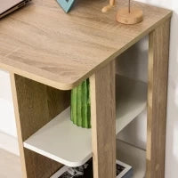 Scrivania Moderna in Legno con Scaffale a 3 Ripiani, 100x44x74cm, Bianco e Quercia