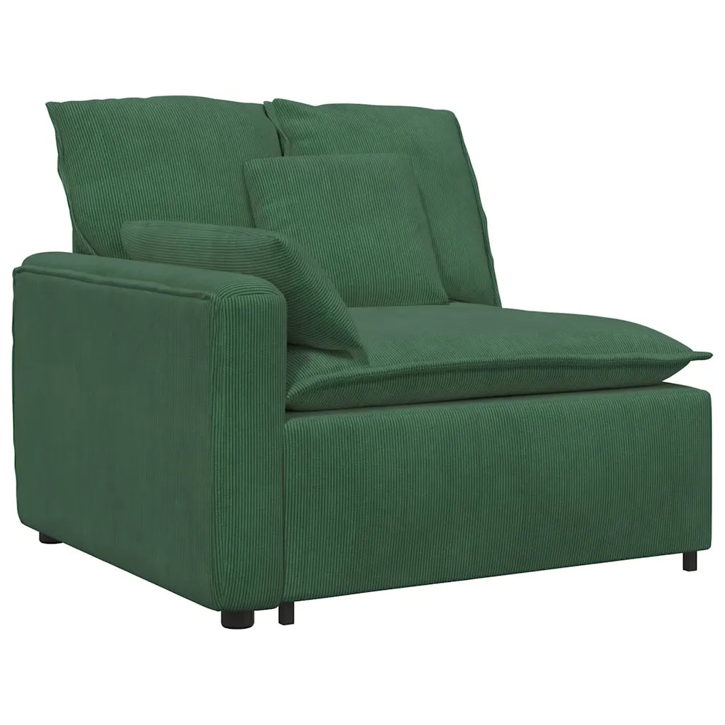 vidaXL Modulo Terminale Bracciolo Divano Modulare con Cuscini Verde Scuro 100 cm