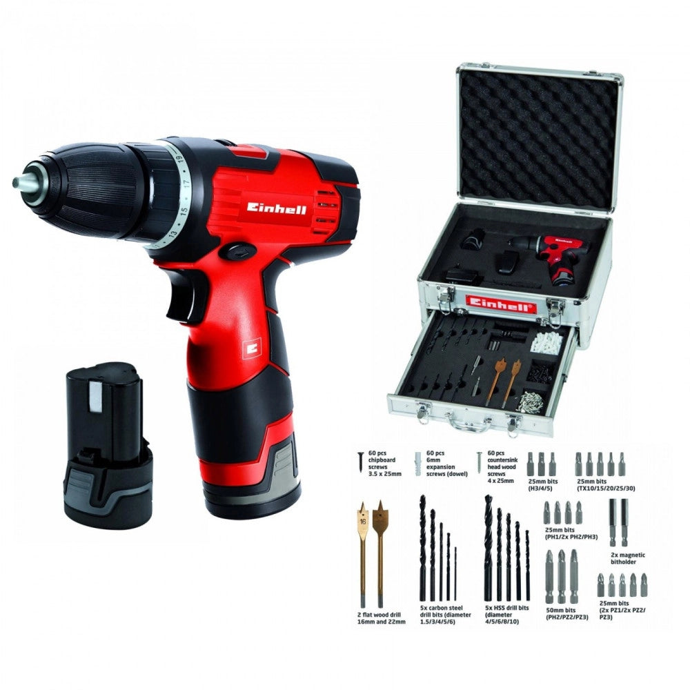 Trade Shop - Trapano Avvitatore Batteria 12v Litio Valigetta 214 Pz Th Cd 12-2 Li -