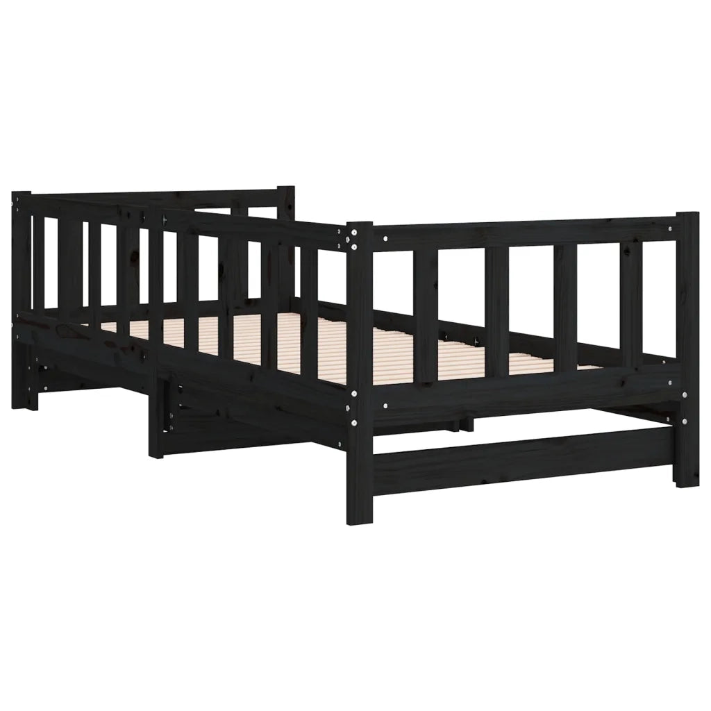 Dormeuse Estraibile Nera 2x(90x190) cm Legno Massello di Pino