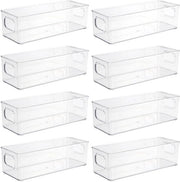 Set di contenitori trasparenti in plastica da 8 pezzi, con maniglie, da 25,5 x 9,7 x 7,6 cm, stivocabili e resistenti
