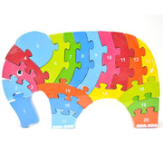 Trade Shop - Puzzle In Legno 20pz Elefante Con Numeri Giocattolo Per Bambini Giochi Educativi -