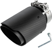 Uitlaatpunten in roestvrij staal e carbon da 60 mm, inlaat universale da 60 mm e uscita da 89 mm, doppio silenziatore per suono motore più profondo, montaggio a vite per auto (nero lucido)