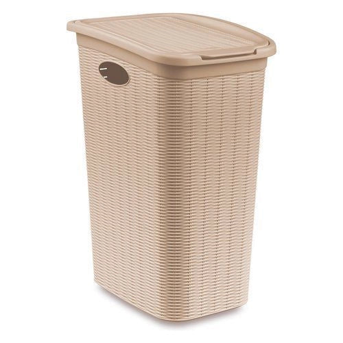 Stefanplast 30514 Elegance Portabiancheria 36 lt Polipropilene effetto midollino con coperchio colore Cashmere