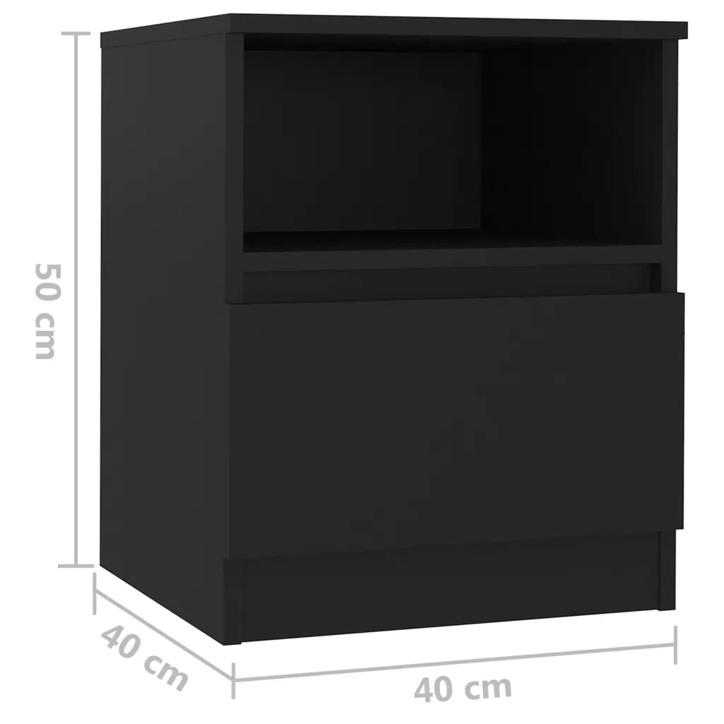 Comodini 2 pz Neri 40x40x50 cm in Truciolato cod mxl 30882