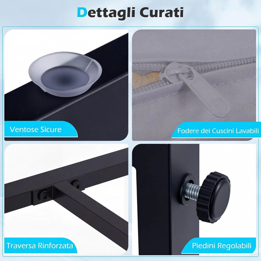 Set Salotto da Giardino a 4 Pezzi, Divanetto in Rattan con 2 Poltrone Ergonomiche e Tavolino con Piano in Vetro Temperato, Set Mobili da Esterno con Cuscini per Balcone e Patio (Grigio)