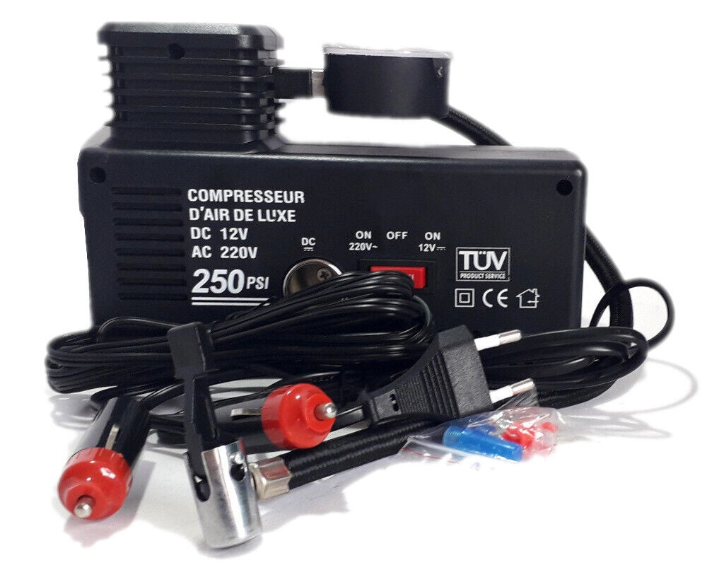 MINI COMPRESSORE PORTATILE CANOTTI AUTO 12V 220V AUTO BICI MOTO 250PSI