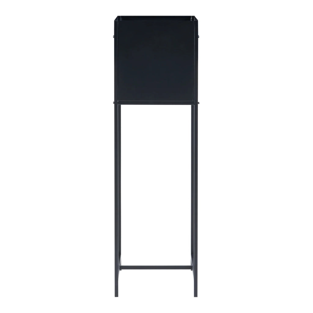 Supporto per piante con vassoio metallico integrato 100 x 30 x 30 cm nero 03_0010709