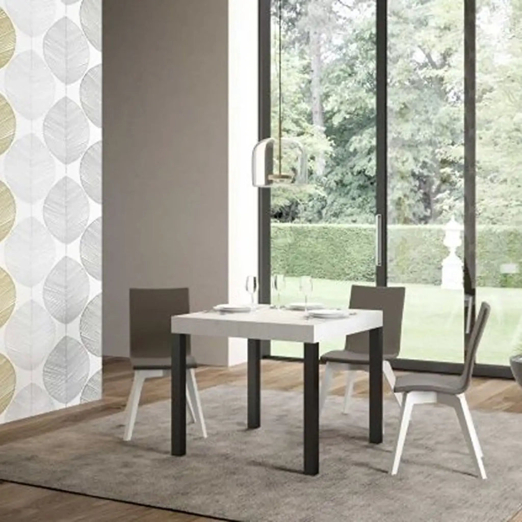 Tavolo allungabile 90/246x90 cm Everyday Premium colore bianco frassino gambe antracite