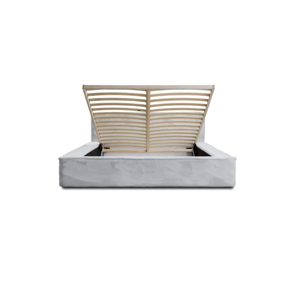 Letto contenitore ORLANE – Bianco Nuvola Polare – 140x200 cm – Rete sollevabile – Design di alta gamma
