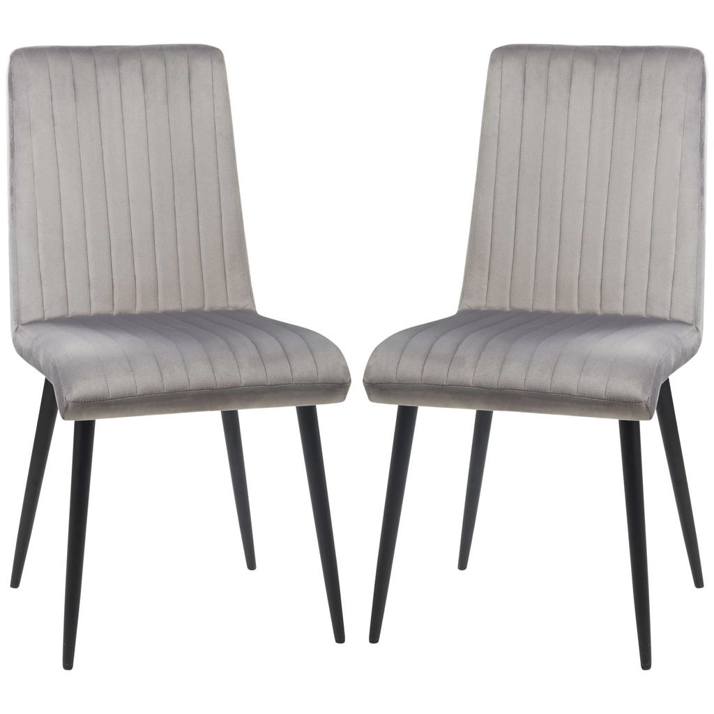 SET 2 SEDIE DA CUCINA IMBOTTITE CON GAMBE IN ACCIAIO 43X58X90 CM GRIGIO E NERO