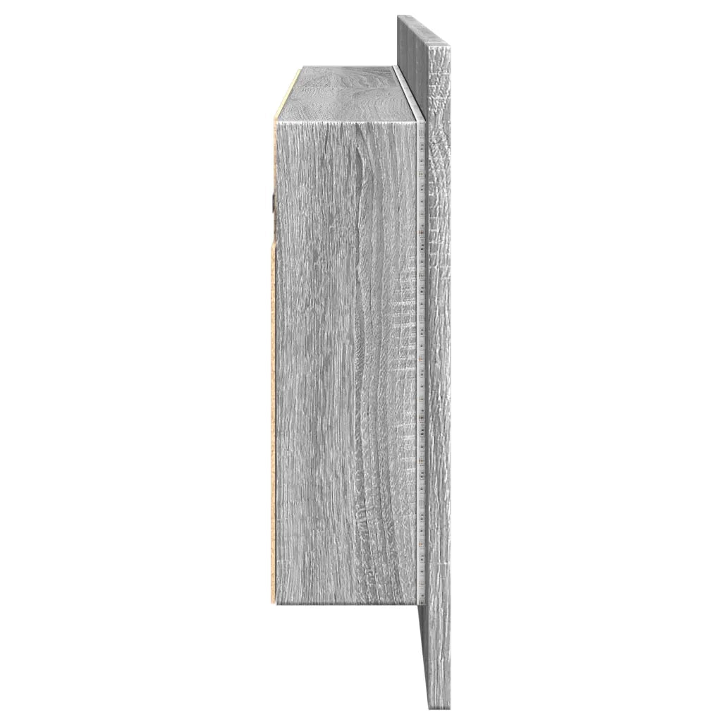 Armadietto Specchio con LED da Bagno-Mobile bagno con specchio Grigio Sonoma 100x12x45 cm